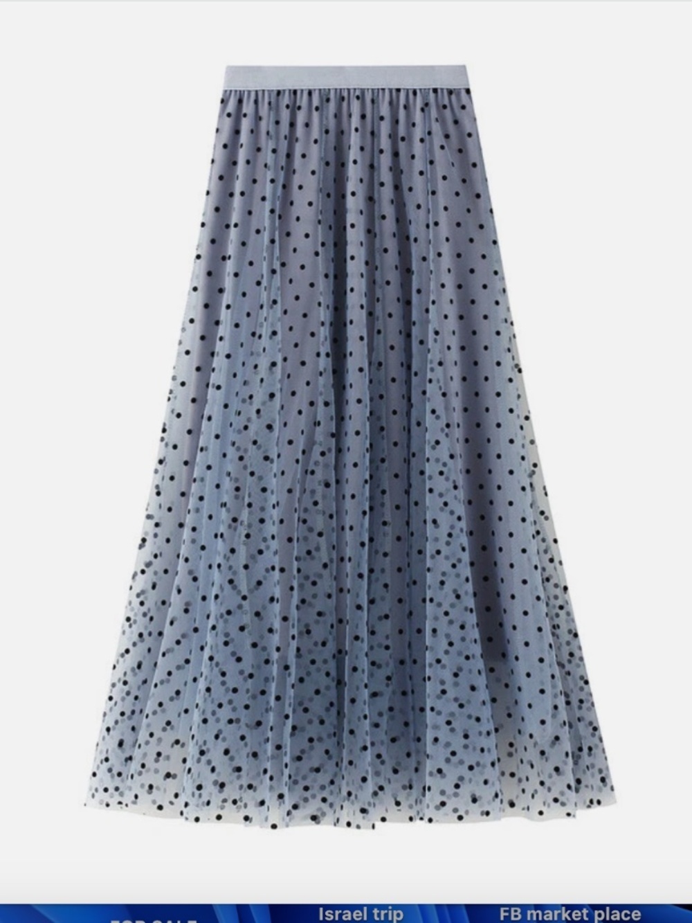 Polka Dot Fairy Tulle A-Line Midi Causal Long Skirts Size M-L with velvet dots